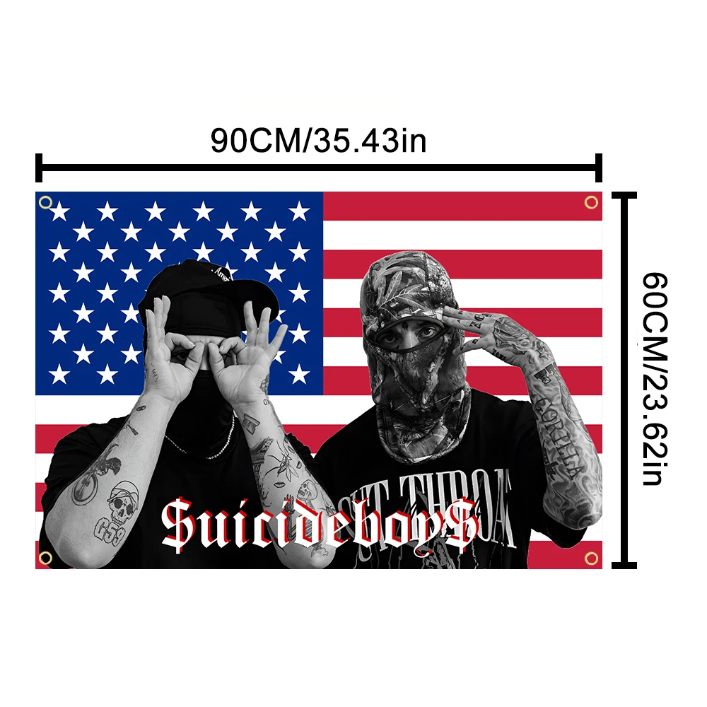G59 Suicide Music America Hip Pop Flag Tapestry Decoration Funny Meme Flag Bedroom Living Room Outdoor Decoration - view 6