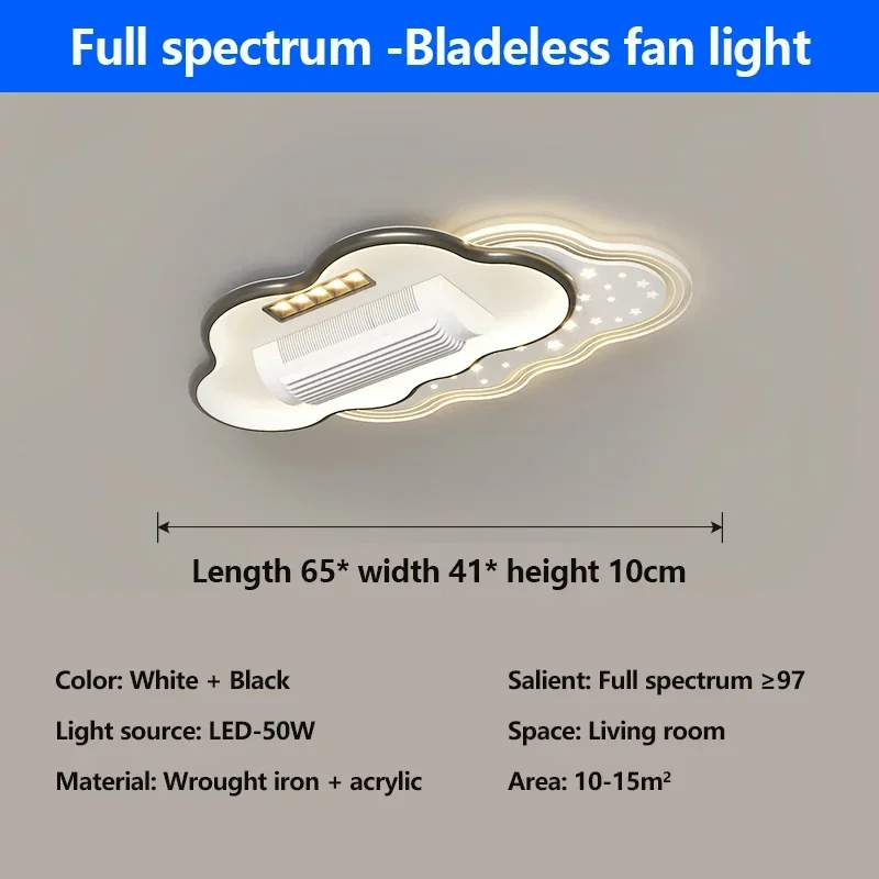 Plafondventilatoren Stille, onzichtbare bladloze elektrische ventilator Led-lamp Afstandsbediening ventilatorverlichting voor woonkamer slaapkamer kroonluchters