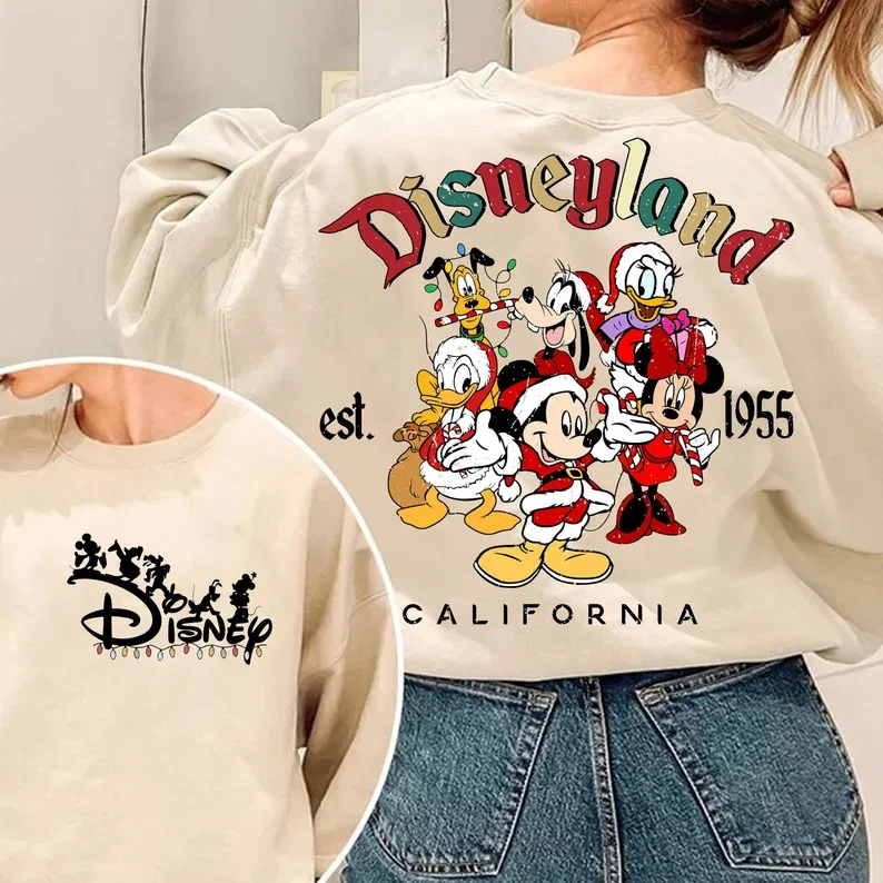 Sudadera navideña de Mickey Friend de Disney para hombre y mujer, sudaderas con capucha de algodón, jersey de lana de gran tamaño para otoño e invierno, abrigos Unisex para pareja