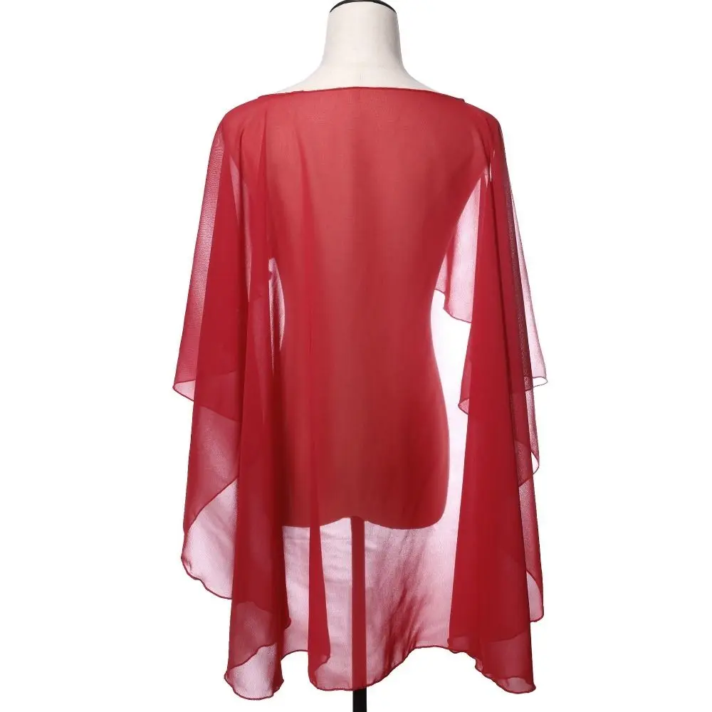 Womens Ladies Soft Wedding Capes Wedding Jacket Wraps Chiffon Shrug Bridal Long Shawl and Wraps Evening Wedding Cover Up