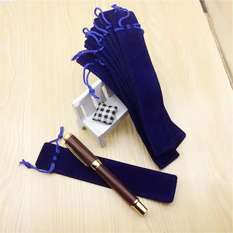 

5pcs Colored Velvet Pen Bag Single Pencil Case With Rope Girl Portable Lipsticks Eyebrow Pencil Storage Pouch Holder