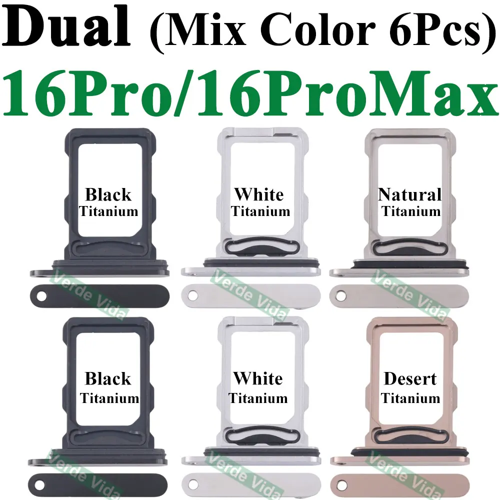 6Pcs For iPhone 13 15 16 14 Pro Max 12 11 14 Plus Dual SIM Card Tray Holder Slot Drawer Holder Chip Tray Sim Card Reader Adapter image 3