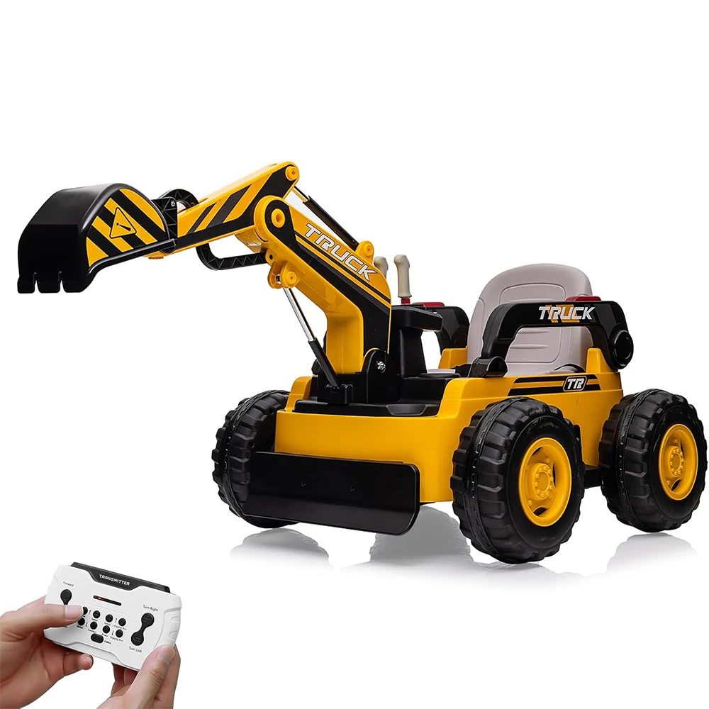 360 °   Brinquedo de equitação de rotação para crianças, escavadeira elétrica, carro com controle remoto, braço de escavação, motores 4x75w, luz traseira led