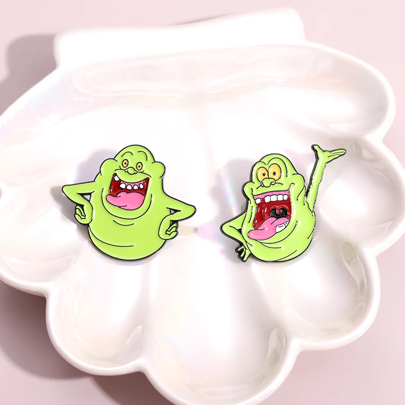 Junk Food Lover Slimer Character Enamel Pin Custom Japanese Anime Manga Brooch Clothes Lapel Badge Jewelry Gifts