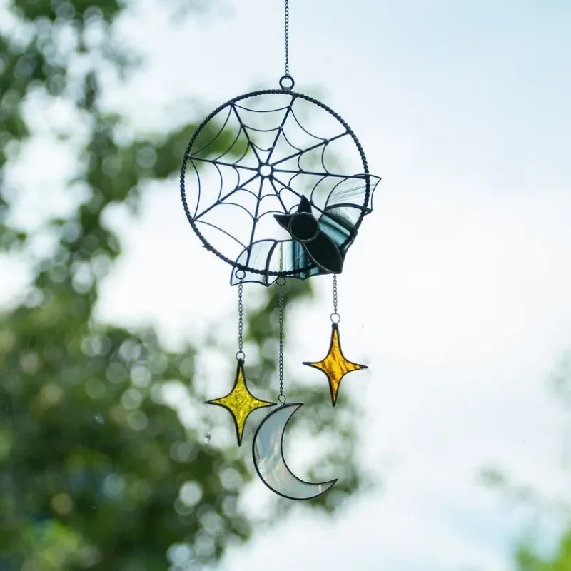 Creative Wind Chimes Halloween Decorations Gothic Bat Moon Star Hanging Ornament Window Wall Pendants Holiday Party Home Decors