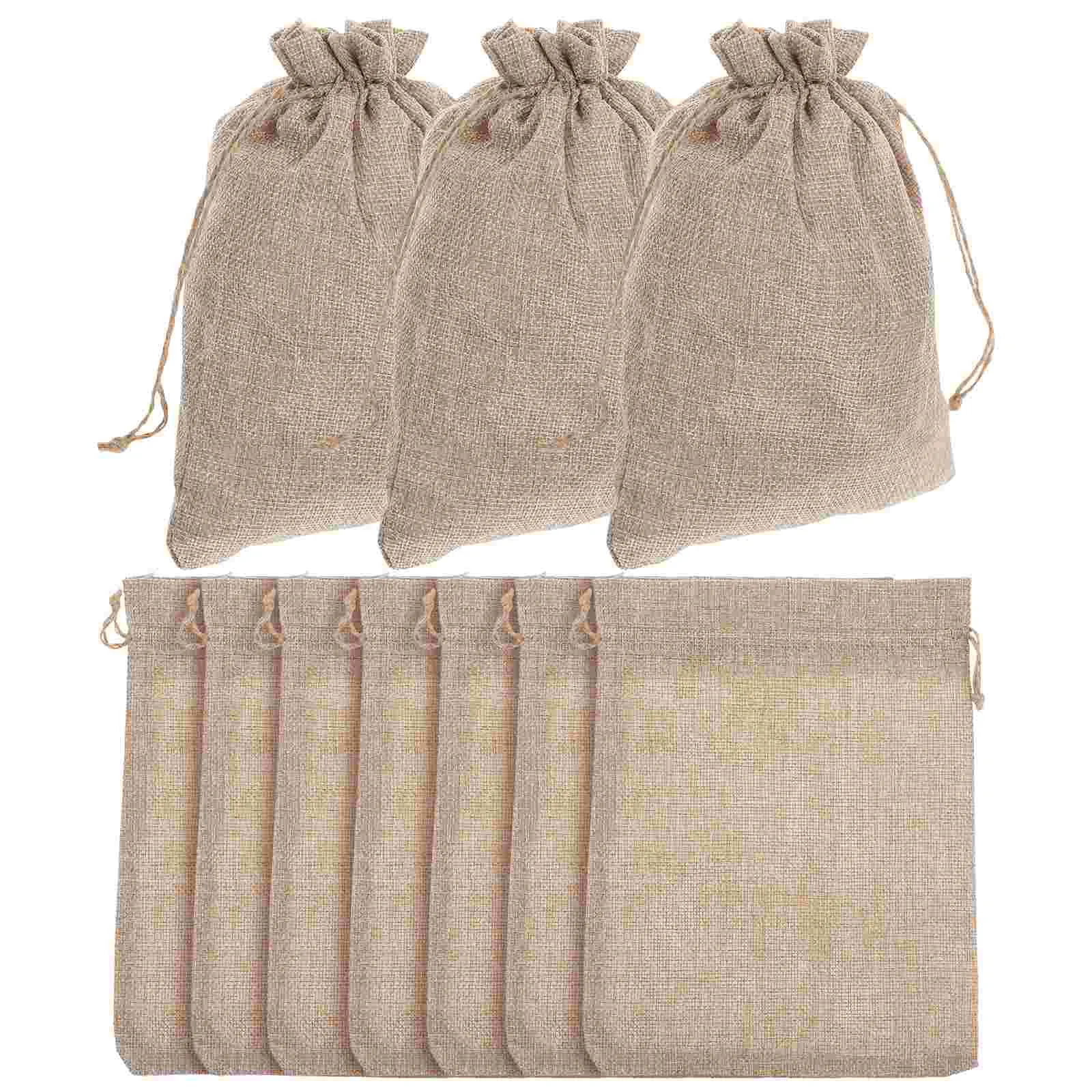 

10 Pcs Burlap Bag with Drawstring Small Clear Bags Handles Boxes Canvas Bulk Portable Gift Summer Candy Snack