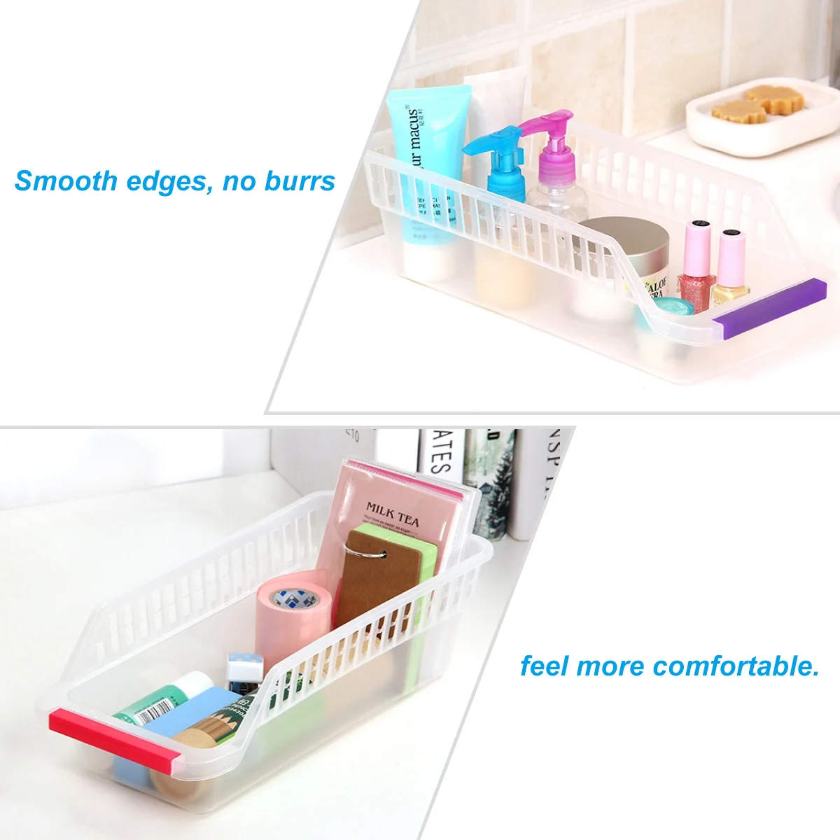 

6 pcs Plastic Storage Baskets Lightweight Organizer For Kitchen Fridge Nursery Living Room Drawer Egg Vegetable Fruits