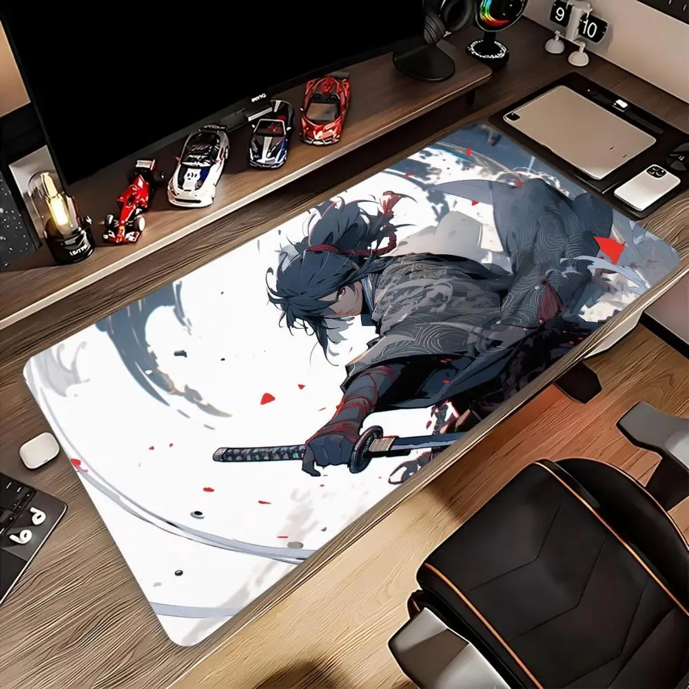 

Large Japanese Samurai Pattern Gaming Mouse Pads, Natural Rubber Non-Slip Table Pad, Stitched Edge, Great for Office and Gamers