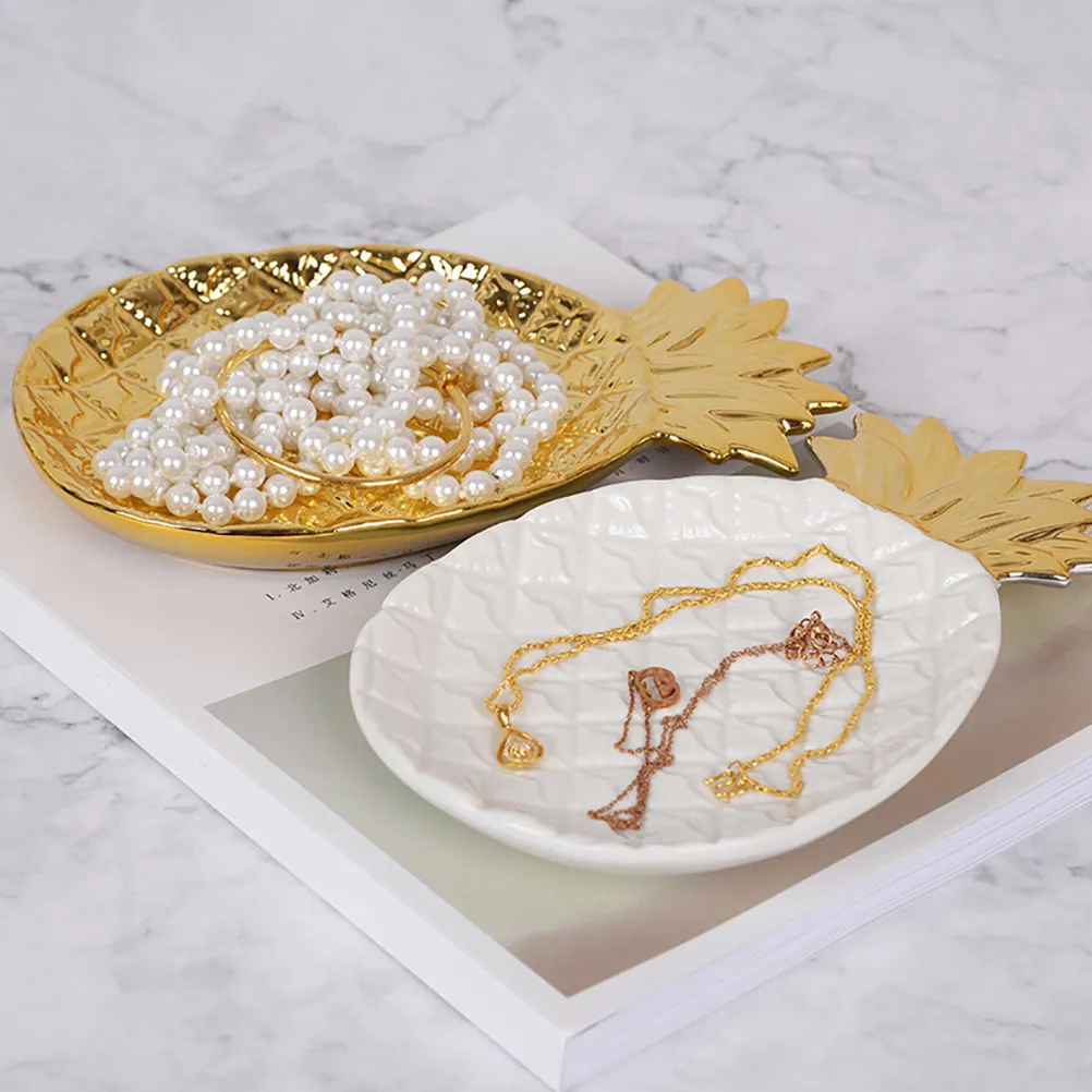 

1 шт. керамический поднос для украшений в форме ананаса, креативный дизайн с животными, элегантная тарелка для хранения украшений для туалетного столика, ванной комнаты, спальни, для демонстрации