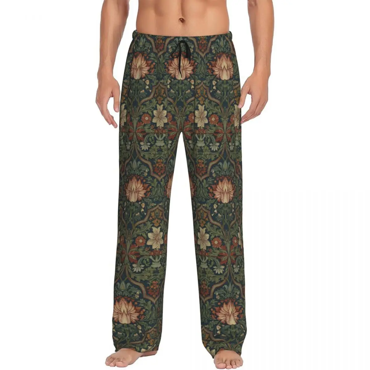 

Custom Print William Morris Pajama Pants for Men Sleep Sleepwear Bottoms with Pockets