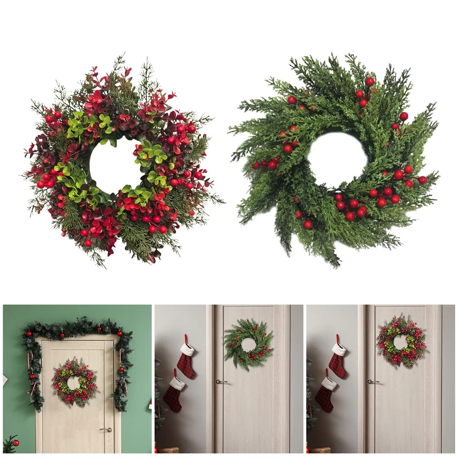 Snowy Winter Xmas Wreath Realistic Decorative Artificial Wreath for Christmas Door Home Office Indoor Outdoor Use view 4