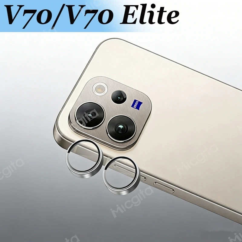 V70 For VIVO V70Elite Camera Protector 3D Design Shockproof Matel Ring With Tempered Glass Protector Anti-Scratch 1/2PCS