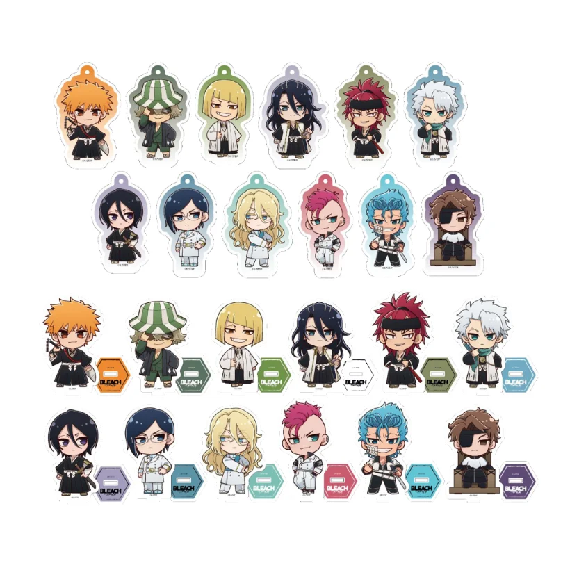 Juego Kurosaki Ichigo Urahara Kisuke Byakuya Kuchiki Rukia Hitsugaya Toushirou figura acrílica con soporte muñeca Anime llavero juguete para regalo