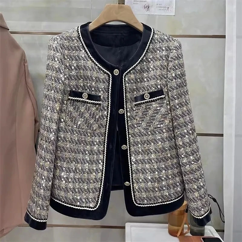 Women\'s Retro Elegant Fragrant Patchwork Autumn Fashion Jacket Coats