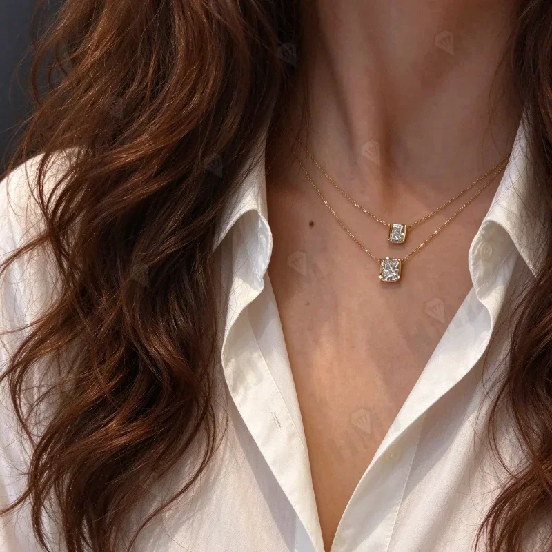 Strahlender Anhänger mit Labor-Diamant 1ct DEF VS, Echtes 925 Sterling Silber, 18K 14K Gold, Premium Schmuck, Geschenke, Charms – Detail 6