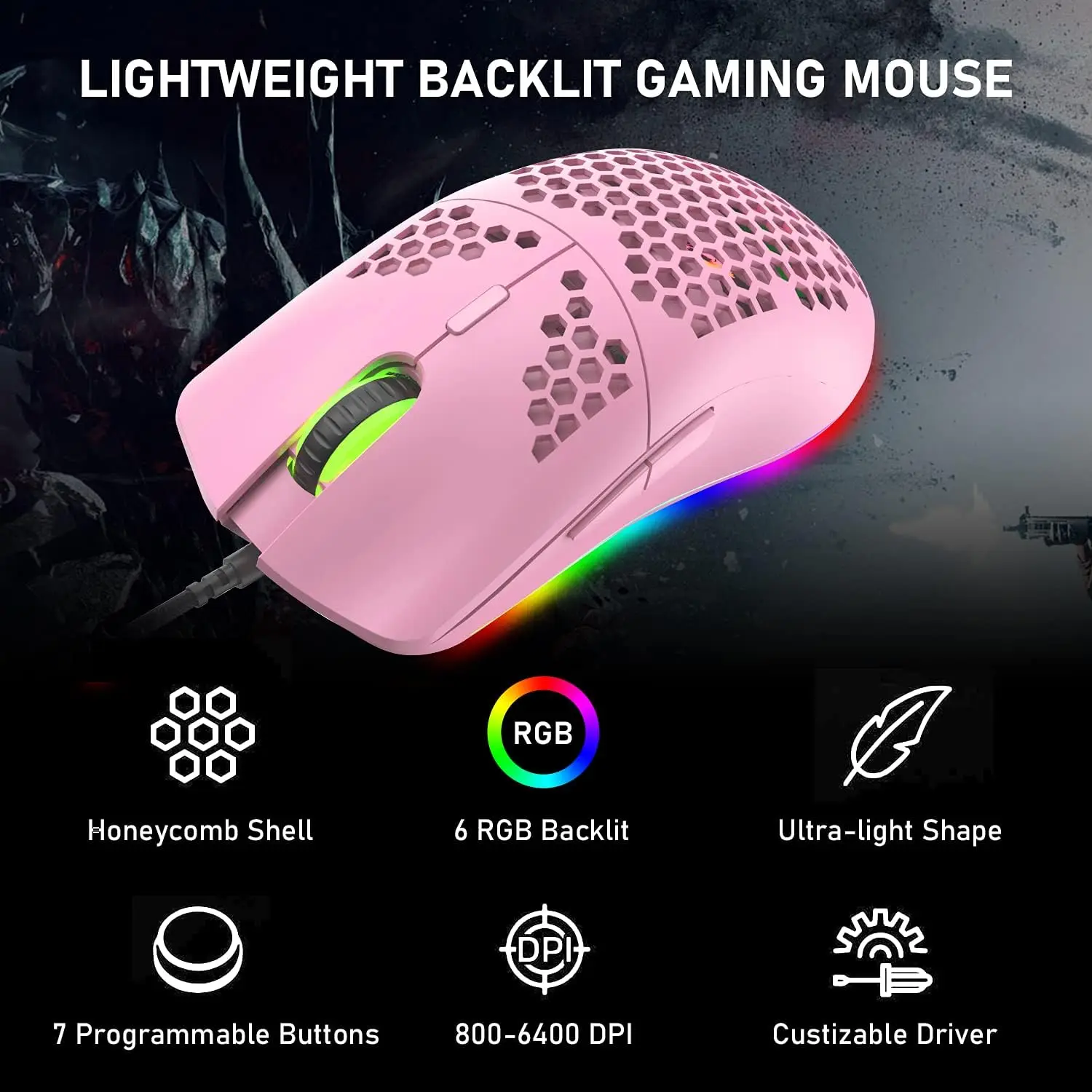 T60 Wired Mechanical Gaming Keyboard&Mouse set Rainbow Backlit 62-Keys Mini