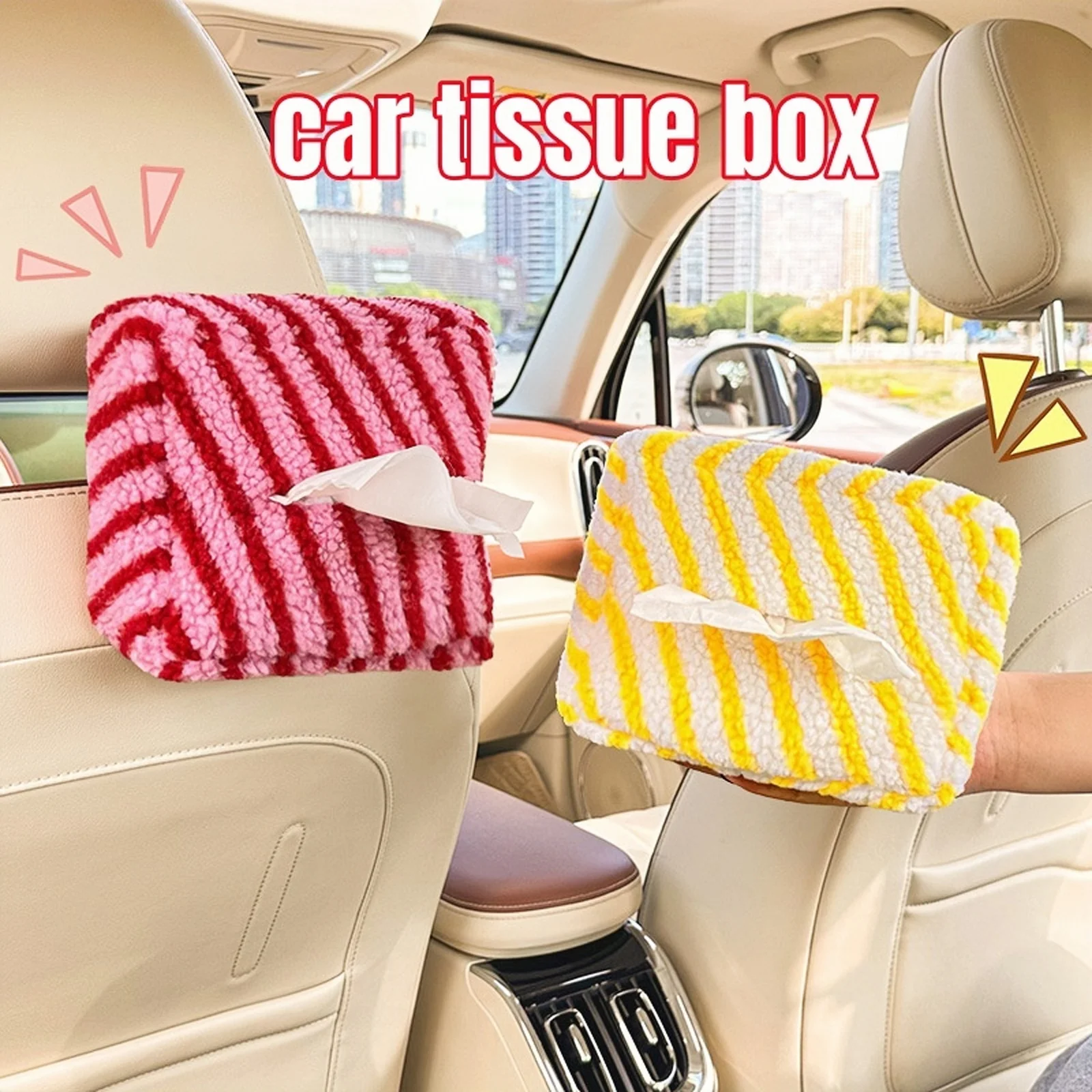 

Cute car tissue box, creative armrest paper holder, car hanging napkin bag, rear seat headrest tissue box, car accessories