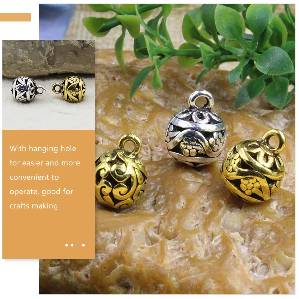 

20pcs Alloy Jewelry Accessories Metal Hollow Balls Charms DIY Openwork Flower Ball Pendant Vintage Crafts Necklace