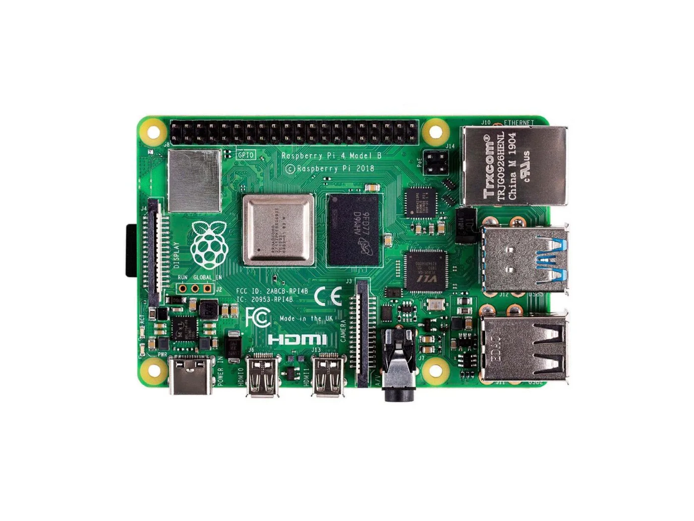 Raspberry Pi 4 Computer Model B, Single Board Computer for Building Mini PC/Smart Robot/Game Console/Workstation/Media Center