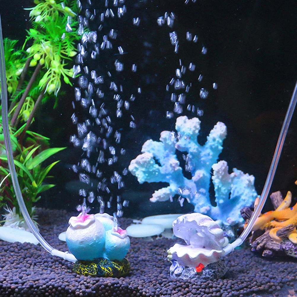 

2pcs Bubble Pearl Shell Aquarium Decor Artificial Resin Shells Mini Ornament for Fish Tank Plant Landscaping Adornment