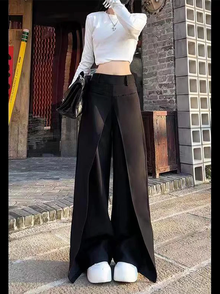 Women's Black Gothic Pants Aesthetic Baggy Harajuku Japanese 2000s Style Y2k Oversize Pants Vintage Trousers Emo Trashy Clothes