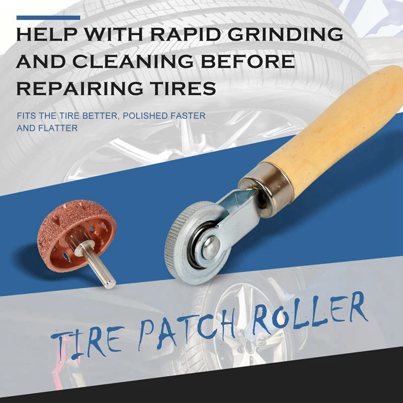 Tire Patch Rollers And Tungsten Buffing Wheels Tire Patch Rollers Bowl-Type Grinding Head Repair Tire Pressure Roller Set