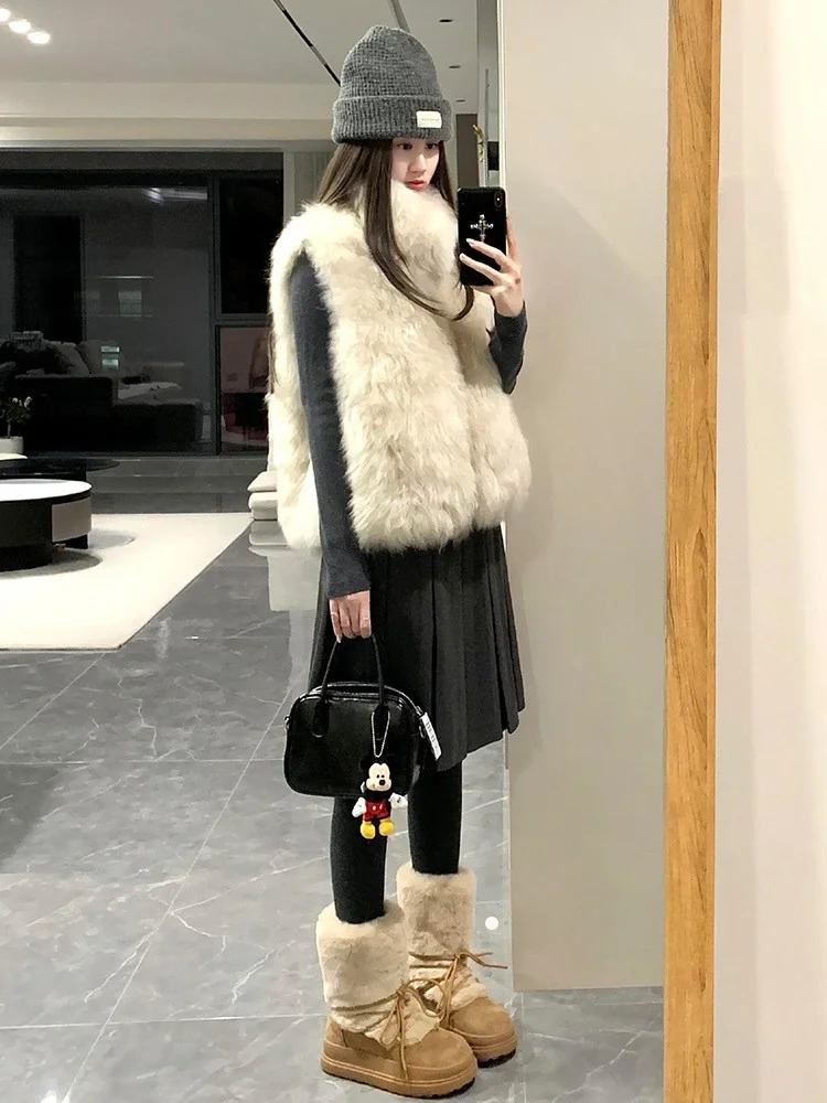 

ay Woolen Plaid A-Line Skirt Women's Winter College Sle High Waist Slimming Small Beautiful Unique f-length Skirt