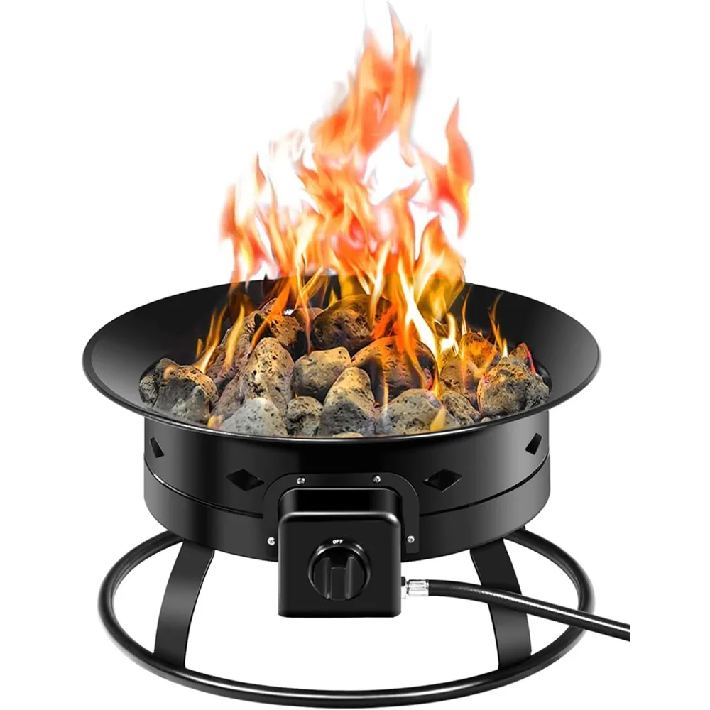 

ARLIME Gas Fire Pit Outdoor Portable Propane Fire Bowl, Gas Fireflame Pit Bowl 19, Smokeless Firepit with Cover&Carry Straps, La