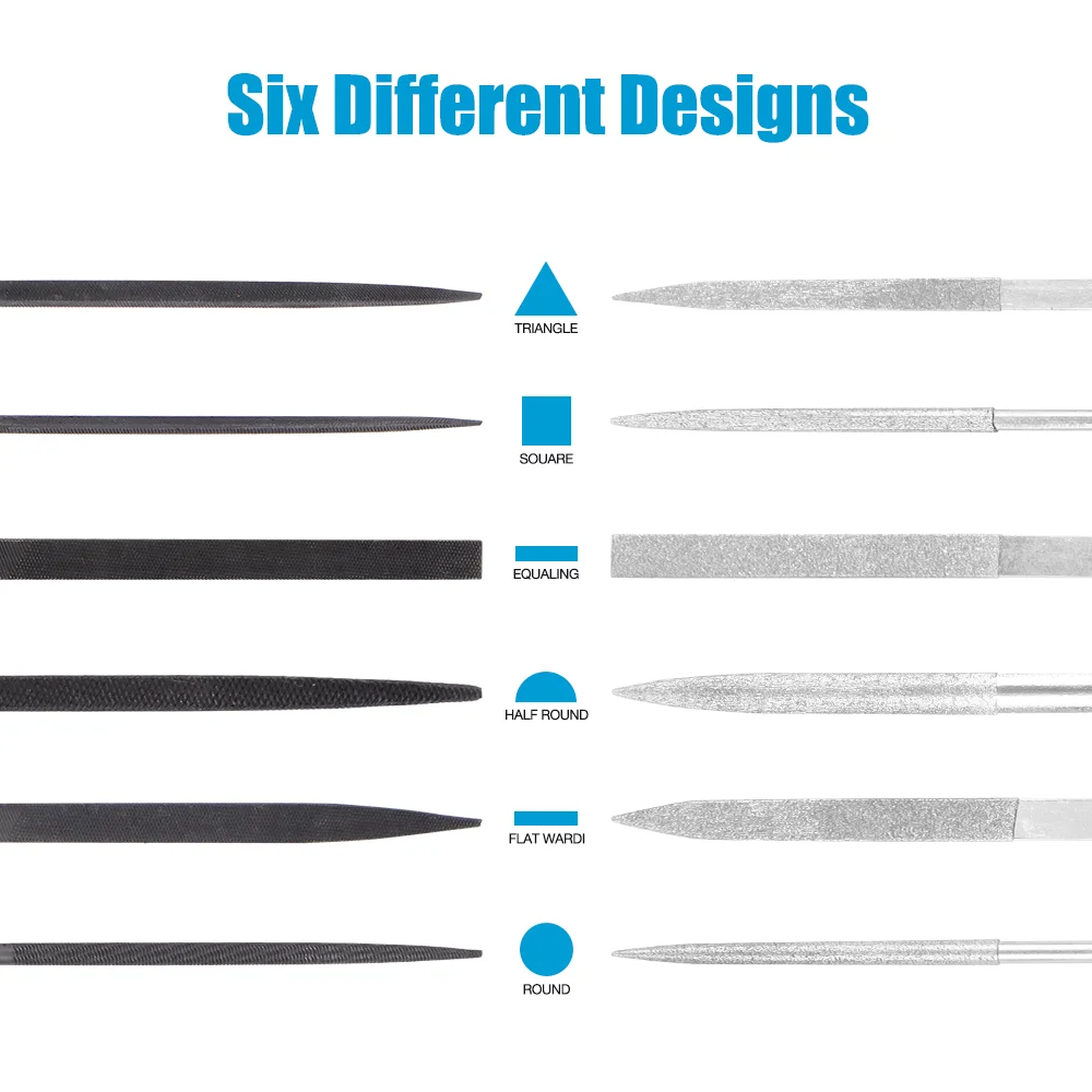 13-Piece Needle File Set, Deburring Tools, With Optional Gloves, Sandpaper, For Sanding, Polishing, with Brush And Carrying Bags