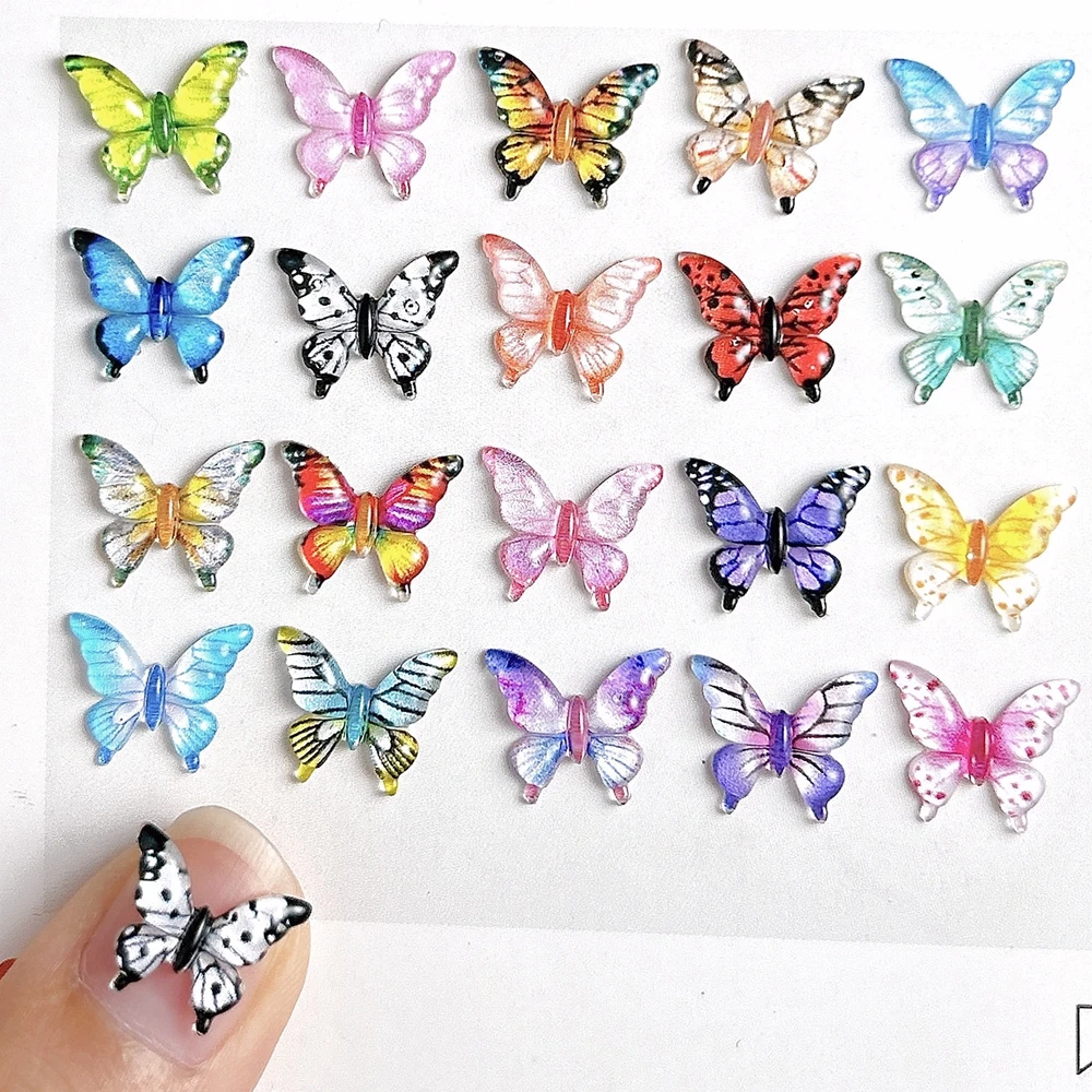 

40PCS Colorful 3D Acrylic Nail Art Butterfly Charms Kawaii Accessories Parts For Nails Decoration Manicure Supplies Material