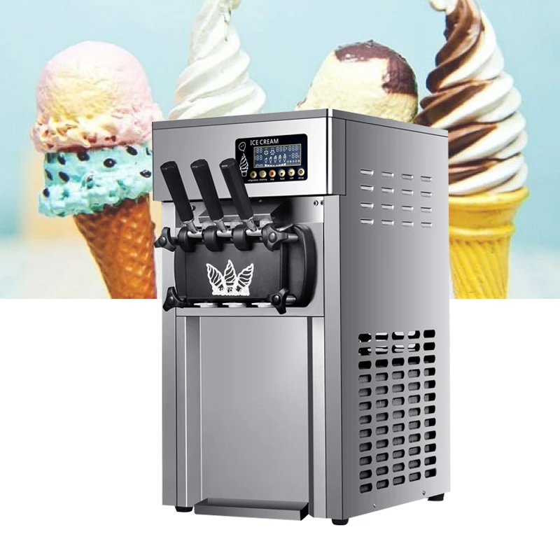 

Commercial Soft Ice Cream Machine For Summer Snack Shop Cafe Milk Tea Shop Cold Drink Shop 2+1 Flavors Ice Cream Maker