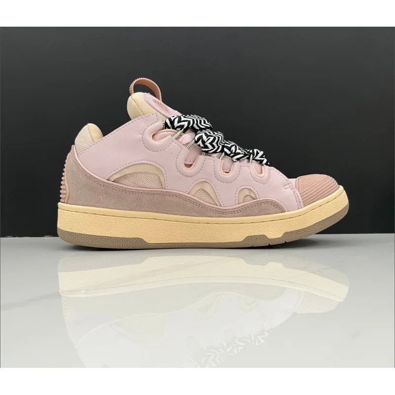 Leren sport- en vrijetijdsschoenen met veters voor heren en dames, retro boardschoenen, nieuwe papa-schoenen