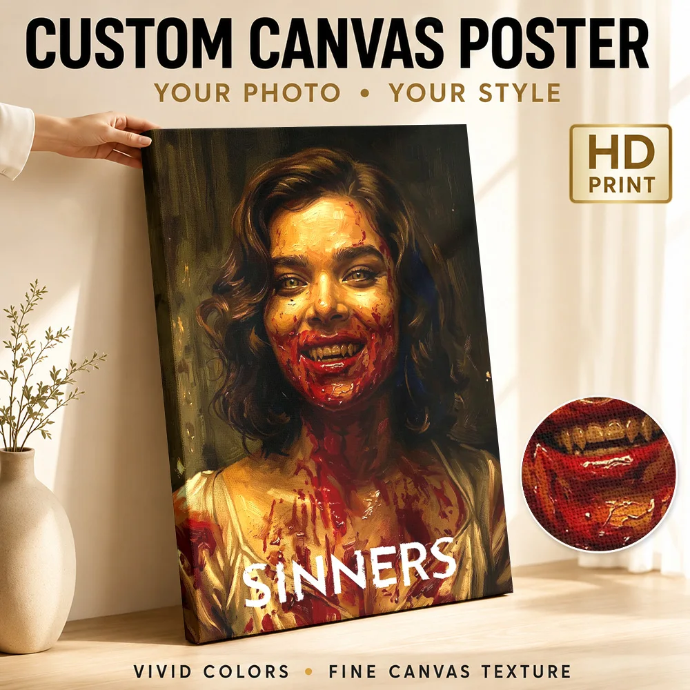Sinners Vampire Horror Portrait Canvas Poster Personalized Gothic Horror Wall Paintings Decoration for Game Room Ready to Hang