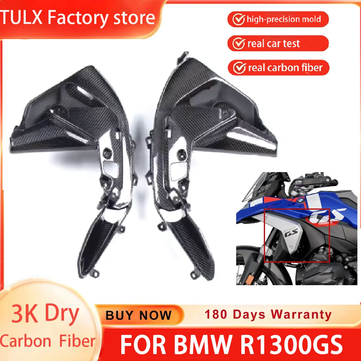 

3K Dry Carbon Fiber Airvent cover Inner Side Panels Air Intake For BMW R1300GS R1300 GS 2023 2024 Motorcycle Accessories