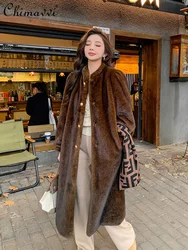 Retro Fur Coat for Women 2023 Winter Clothes New High-End Luxury Long Sleeve Warm Temperament Long Ladies Faux Fur Jackets