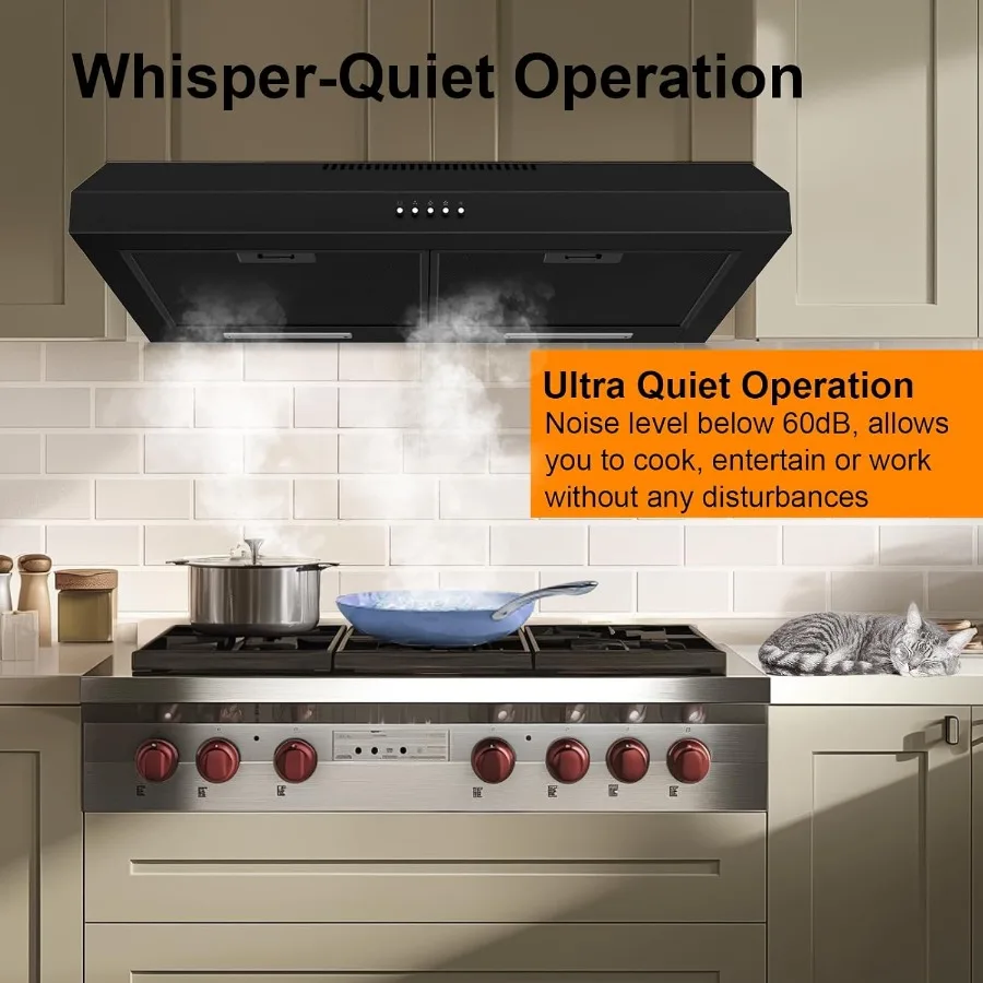 ترقية 600 CFM شفاط المطبخ 30 بوصة أسود تحت خزانة شفاط المطبخ ل القناة/القناة للتحويل موقد المطبخ الفولاذ المقاوم للصدأ #4