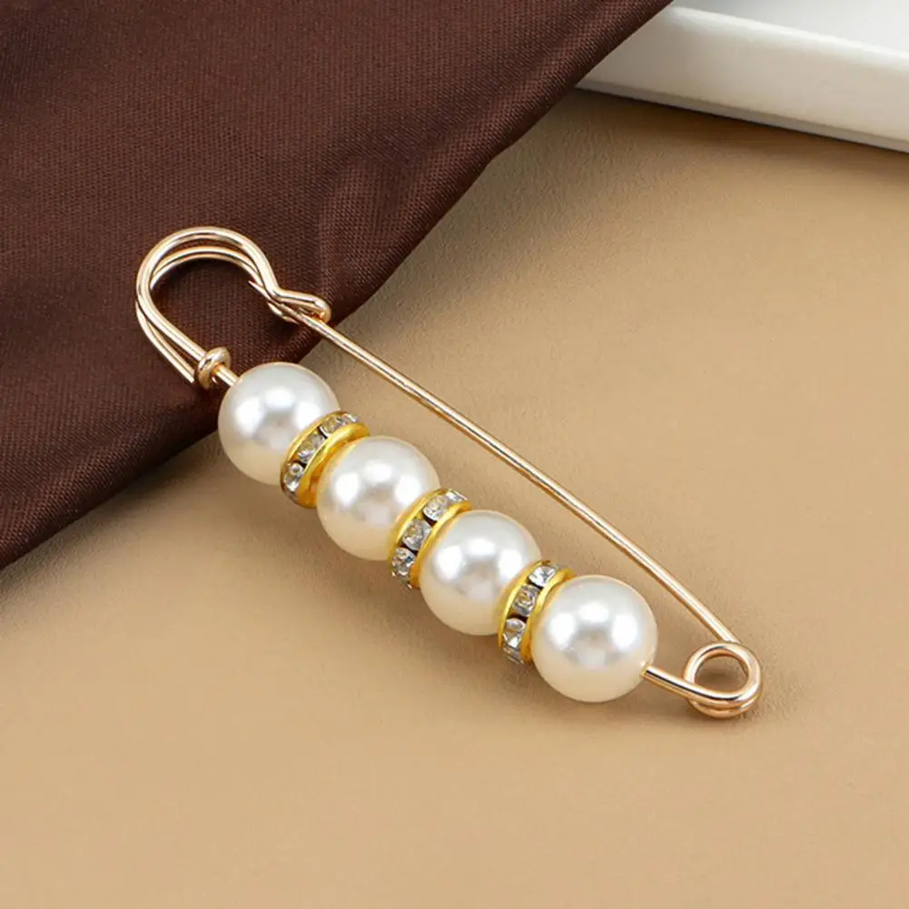 Apparel Metal Clips 2pcs Faux Pearl Waist Tightener Pins Reusable No-sew Waistband Cinchers for Loose Jeans Skirts Adjustable