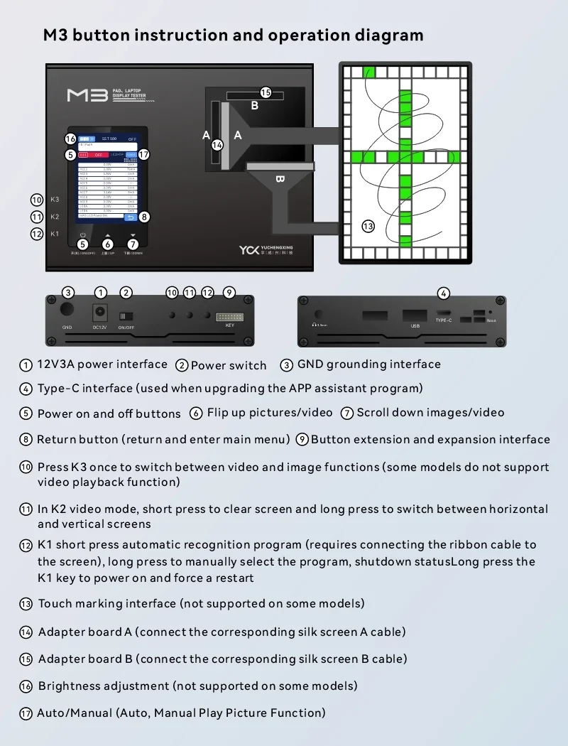 YCX M3 Intelligent LCD Screen Tester IPad Samsung Tab Huawei Mate Pad True Tone OLED Screen Repair 3D Touch Testing Tool