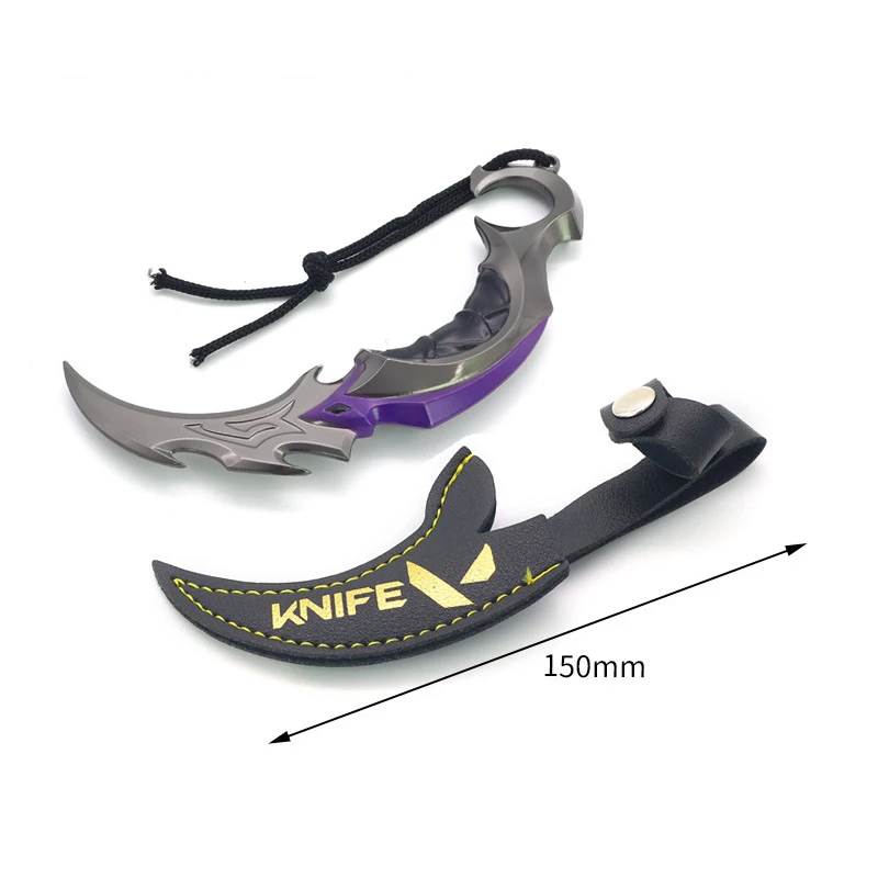 Valorant gra peryferyjna skóra do walki wręcz Karambit nóż 15cm nieobrobiony bezpieczny Model broni ze stopu Cosplay zabawka nozko kaburowa prezent dla chłopca