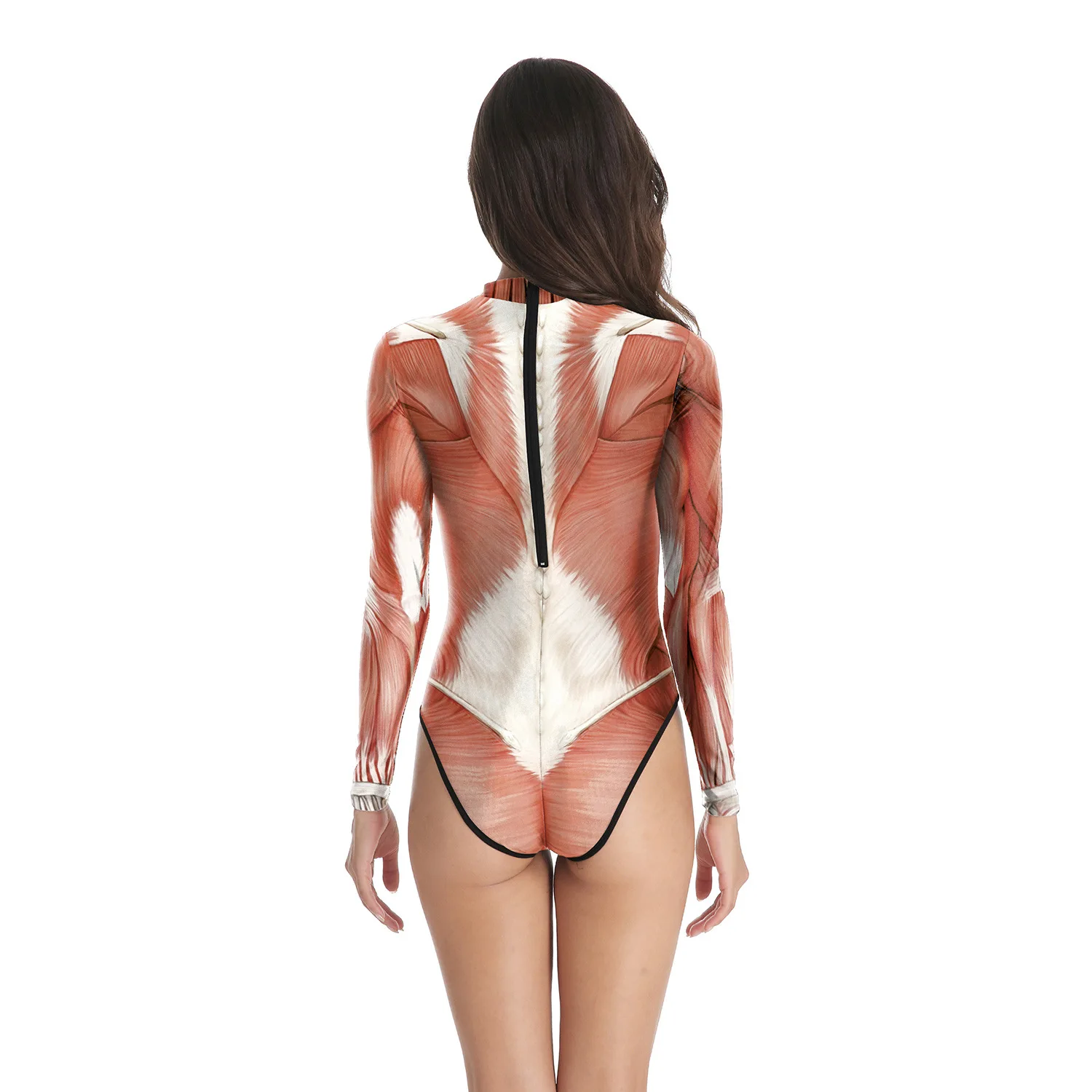 Halloween Night Party Performance Dress Party Human Internal Organs Printed One Piece Bodysuit Triangle Swimwear