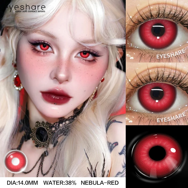 EYESHARE Halloween Cosplay Farbkontaktlinsen, 1 Paar rote Anime-farbige Linsen, jährlich, lila, weiche farbige Kontaktlinsen für Augen