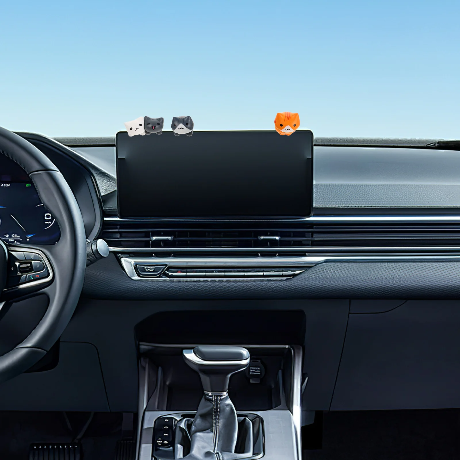 

6Pcs Mini Cat Accessories Cute Cat Dashboard Ornament Car Interior Decorations Cartoon Animal Figures for Truck