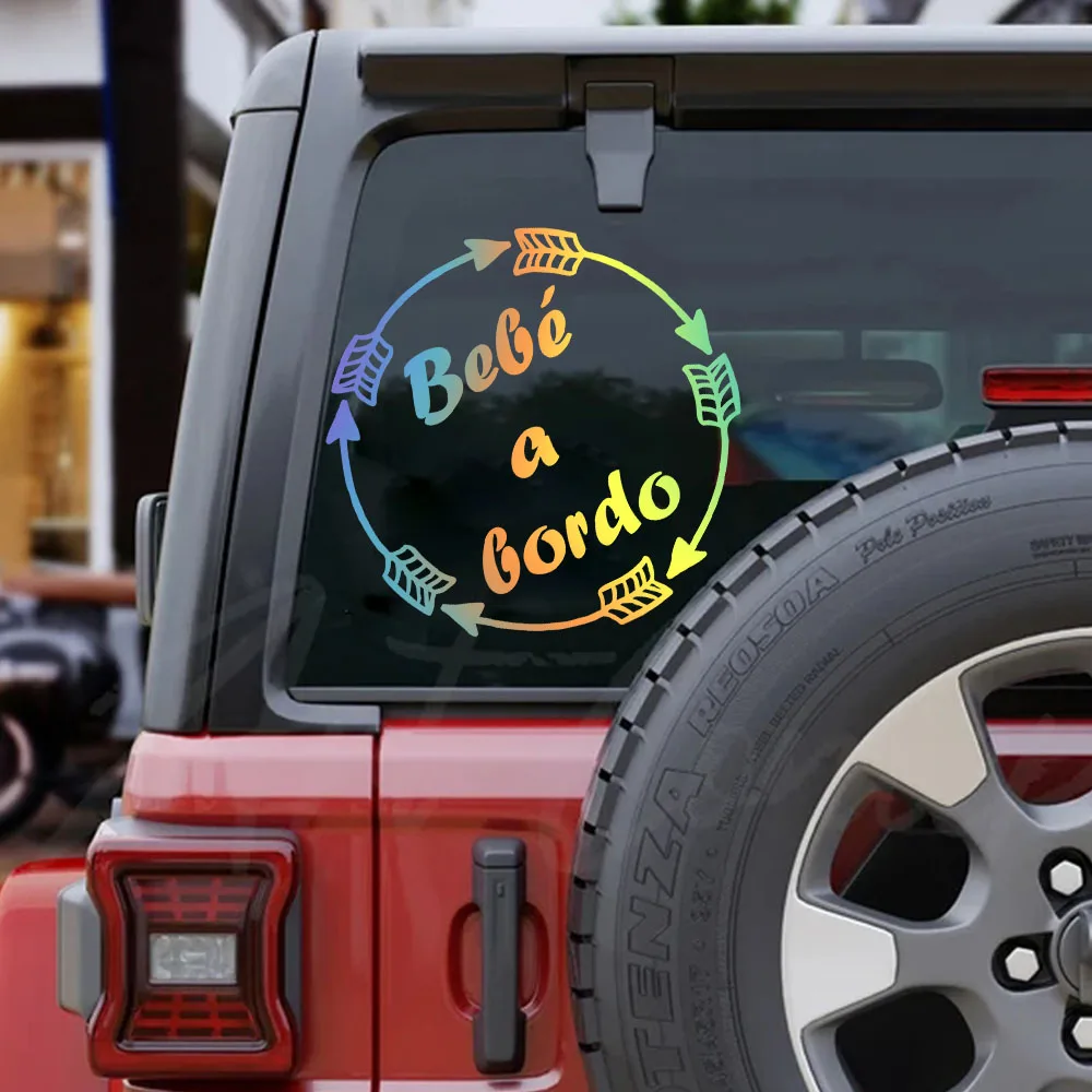 1pc Custom Spanish Name Car Stickers Bebé a bordo Vinyl Sticker For Cars Window Personalized Baby Name Auto Decals Decor