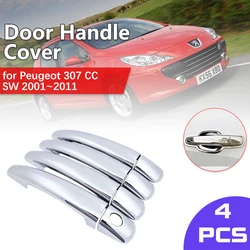 Car Chrome Door Handle Cover Chrome Door Handle Cover for Peugeot 307 CC SW 2001~2011 Key Trim Catch Car Cap Sticker Accessories