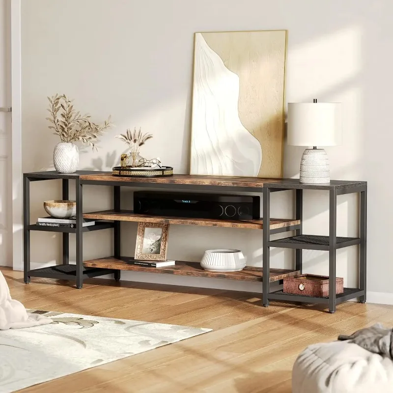 78 Inch TV Stand for Living Room, Entertainment Center for TVs up to 85 Inches, Farmhouse Television Stands with Storage