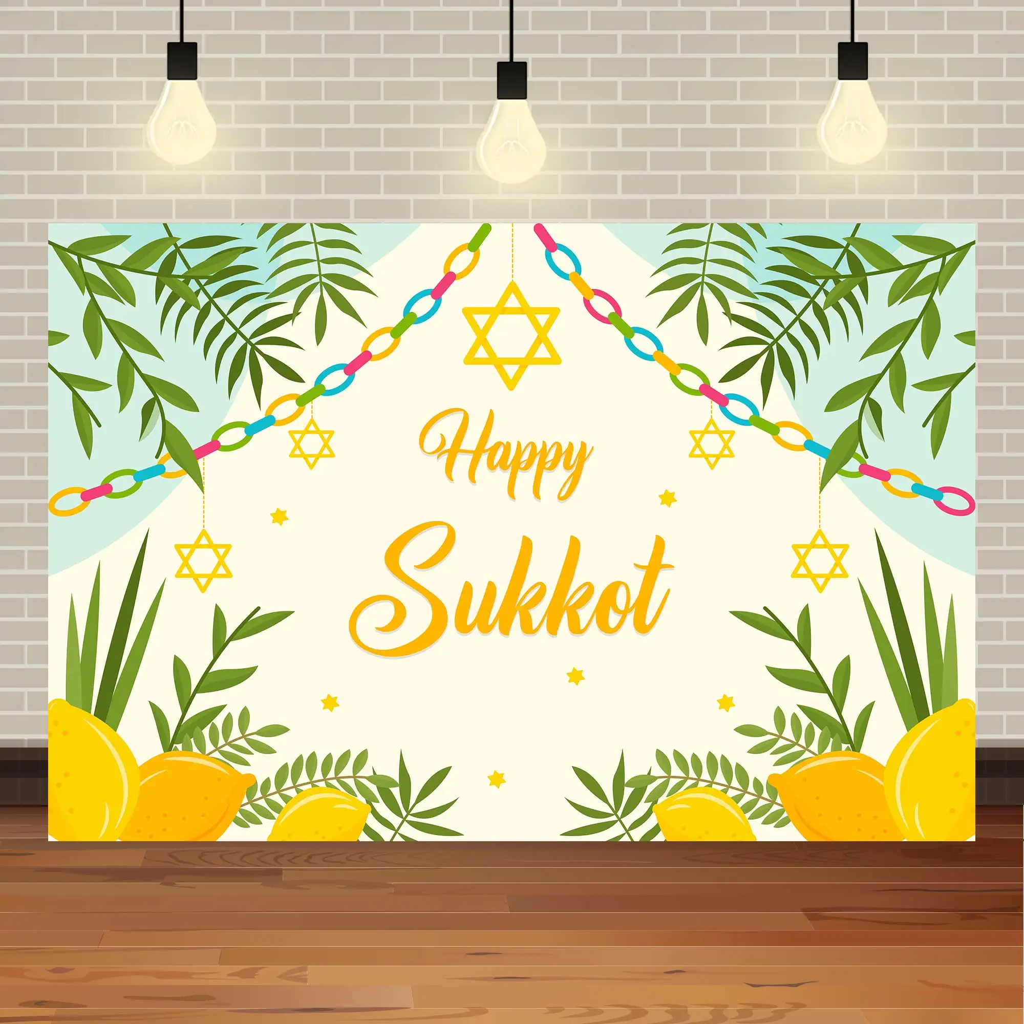 NeoBack Happy Sukkot Photo Backdrop Sukkah Jewish Holiday Decorations Festival Background Photography Party Decor Supplies