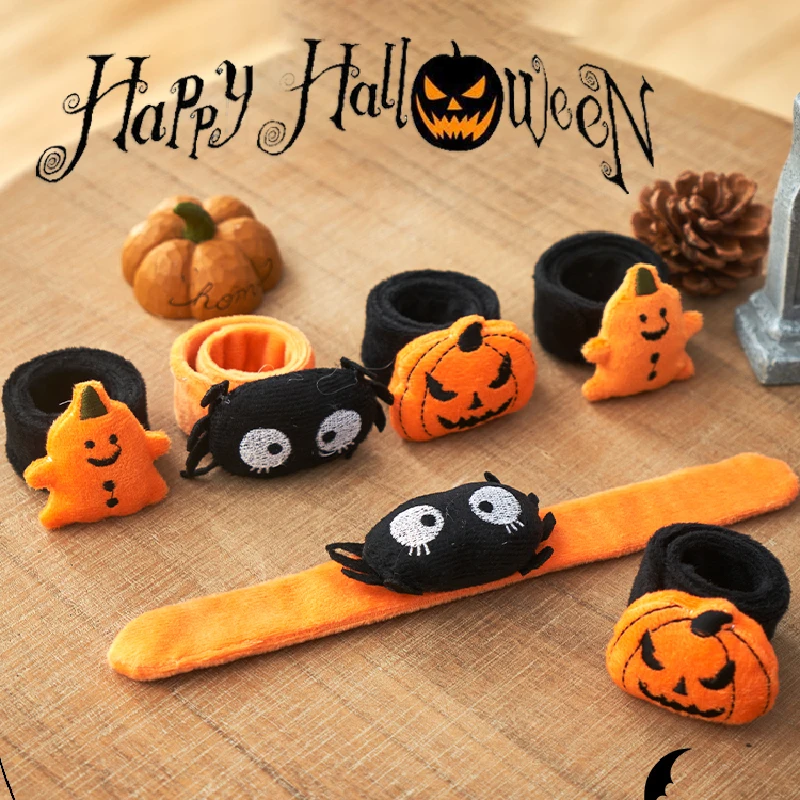 Halloween Bracelet Decorations Children's Adult Magic Bracelet Toy Pat Ring Spider Ghost Pumpkin Snap Ring Toy Gift Props