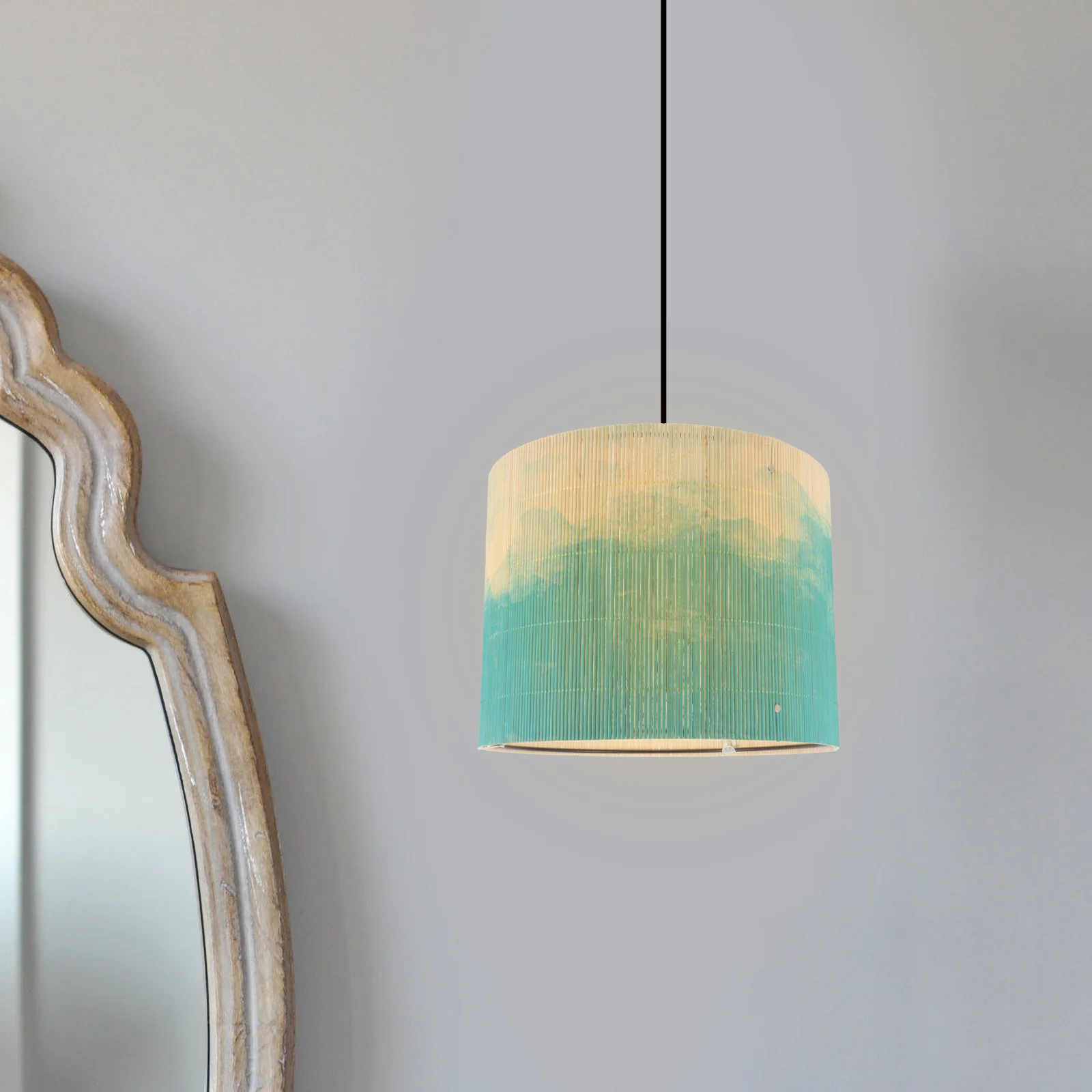 

Bamboo Lamp Shade Watercolor Print For Table Floor Pendant Lamps Light Cover Home Decor Lighting Accessory