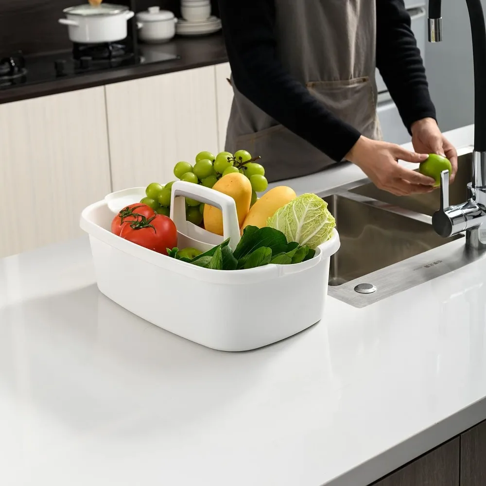 Bolsa grande de plástico para carrito de ducha, organizador de cesta de almacenamiento portátil con asa para dormitorio, baño, herramienta, jardín, cocina,