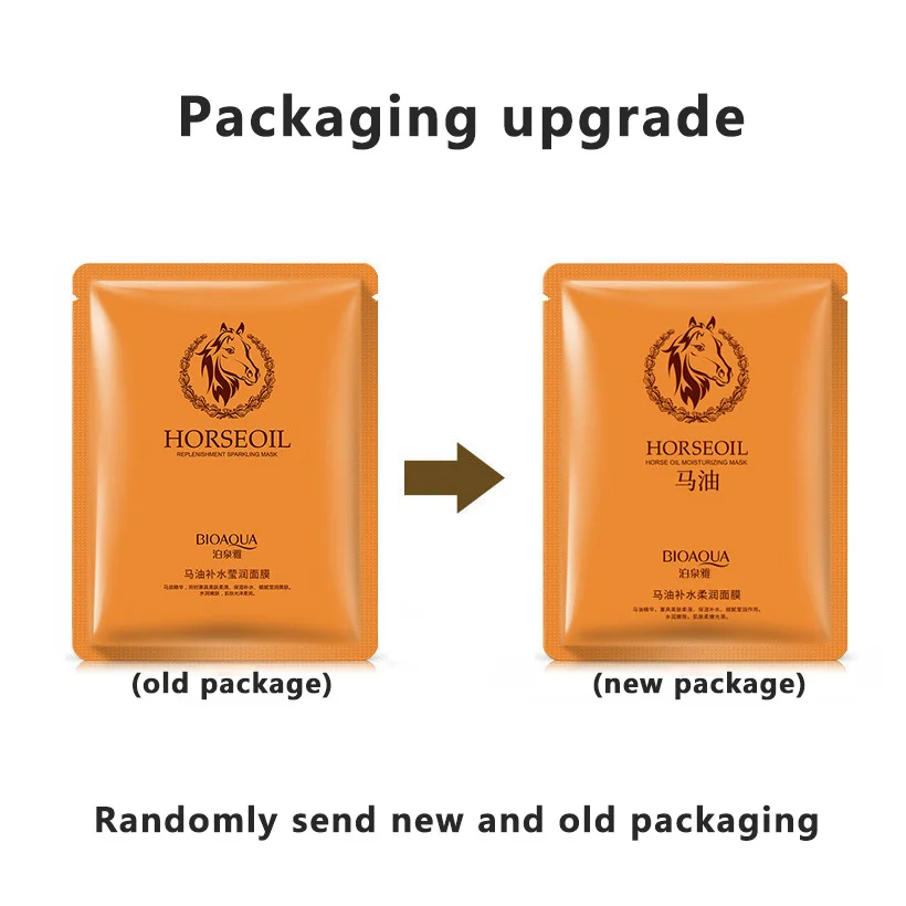 BIOAQUA Horse oil Facial Mask Moisturizing Face Mask Oil Control Brighten Wrapped Mask Skin Care